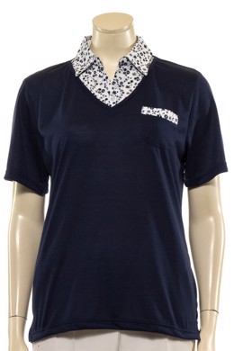 Modflower T-shirt dame med påsyet poloshirt krave